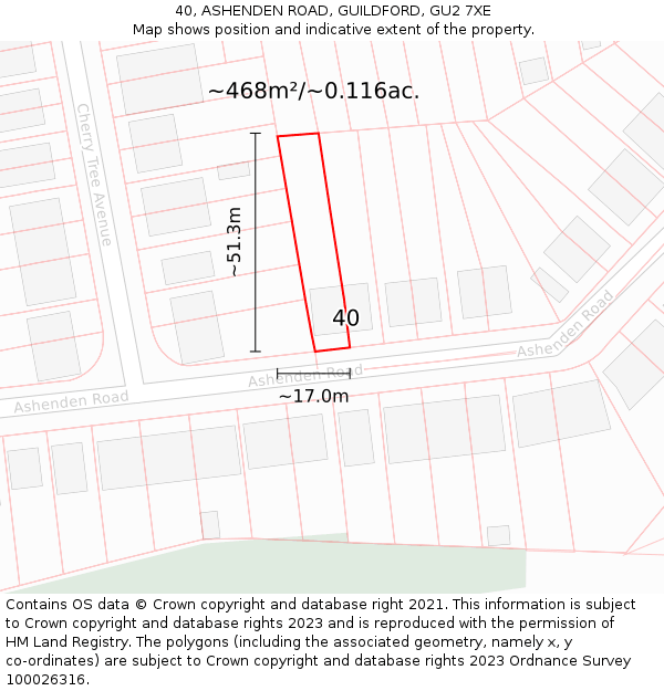 40, ASHENDEN ROAD, GUILDFORD, GU2 7XE: Plot and title map