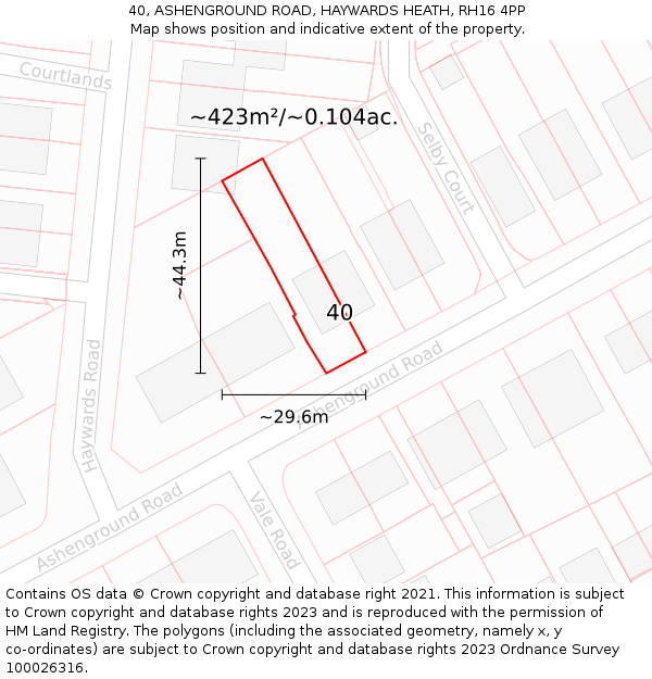 40, ASHENGROUND ROAD, HAYWARDS HEATH, RH16 4PP: Plot and title map