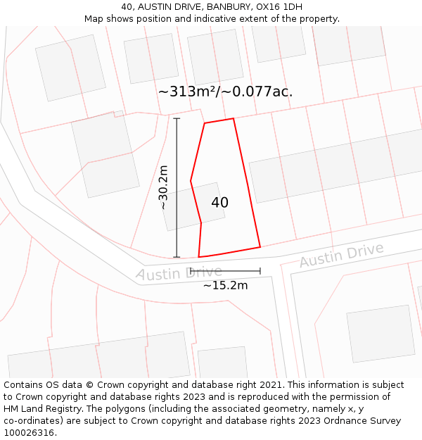 40, AUSTIN DRIVE, BANBURY, OX16 1DH: Plot and title map