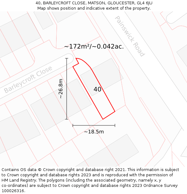 40, BARLEYCROFT CLOSE, MATSON, GLOUCESTER, GL4 6JU: Plot and title map