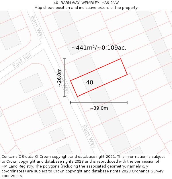 40, BARN WAY, WEMBLEY, HA9 9NW: Plot and title map