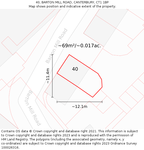 40, BARTON MILL ROAD, CANTERBURY, CT1 1BP: Plot and title map