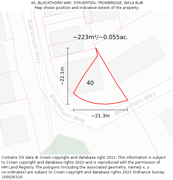 40, BLACKTHORN WAY, STAVERTON, TROWBRIDGE, BA14 8UB: Plot and title map
