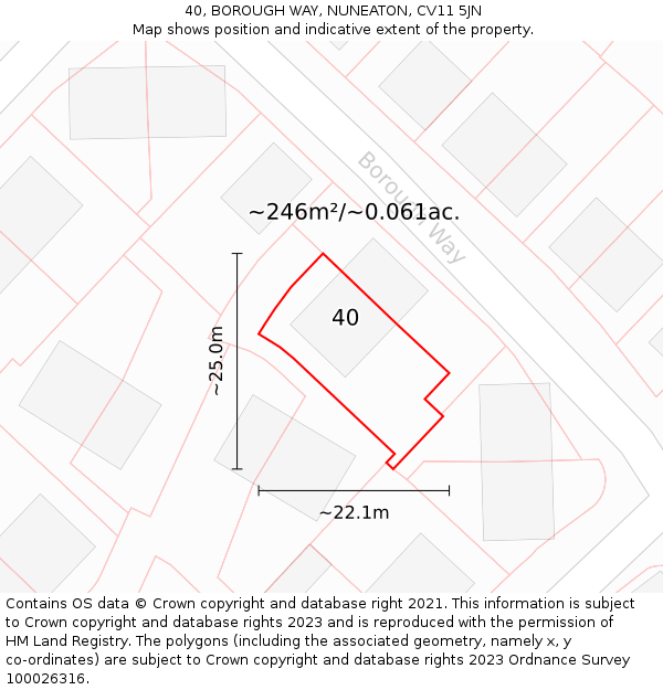 40, BOROUGH WAY, NUNEATON, CV11 5JN: Plot and title map