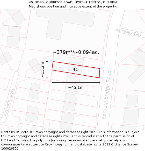 40, BOROUGHBRIDGE ROAD, NORTHALLERTON, DL7 8BN: Plot and title map