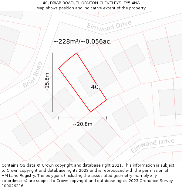 40, BRIAR ROAD, THORNTON-CLEVELEYS, FY5 4NA: Plot and title map