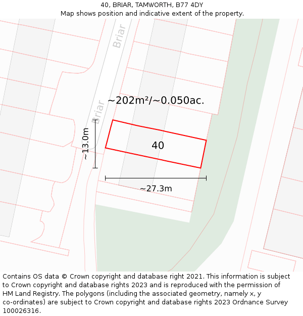 40, BRIAR, TAMWORTH, B77 4DY: Plot and title map