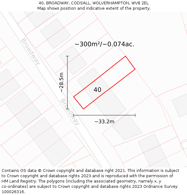 40, BROADWAY, CODSALL, WOLVERHAMPTON, WV8 2EL: Plot and title map