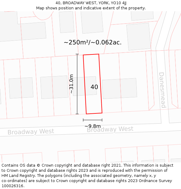 40, BROADWAY WEST, YORK, YO10 4JJ: Plot and title map