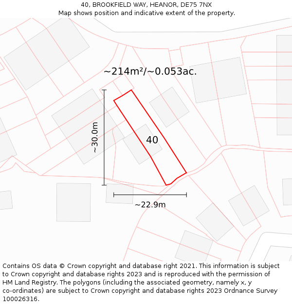 40, BROOKFIELD WAY, HEANOR, DE75 7NX: Plot and title map