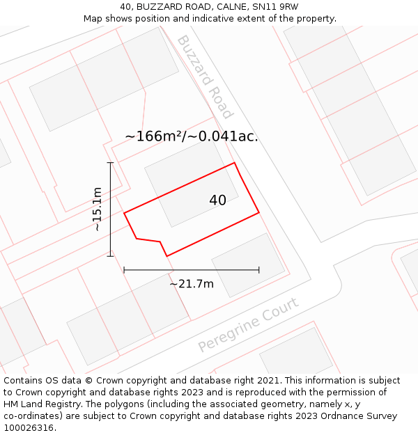 40, BUZZARD ROAD, CALNE, SN11 9RW: Plot and title map