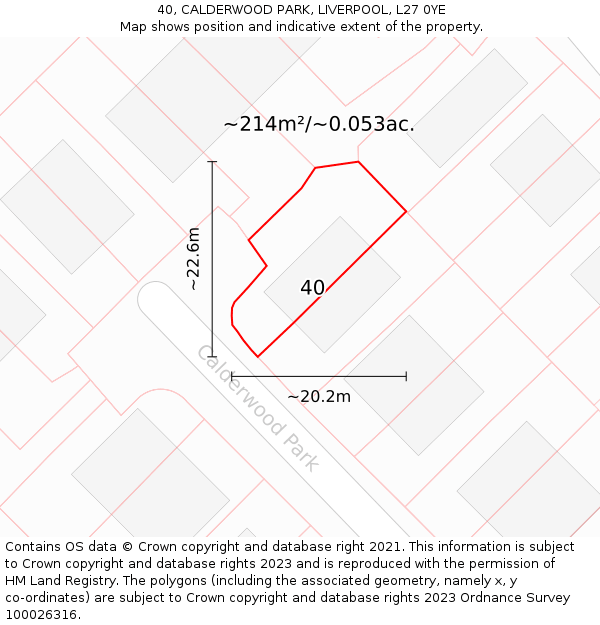 40, CALDERWOOD PARK, LIVERPOOL, L27 0YE: Plot and title map