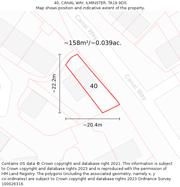 40, CANAL WAY, ILMINSTER, TA19 9DS: Plot and title map
