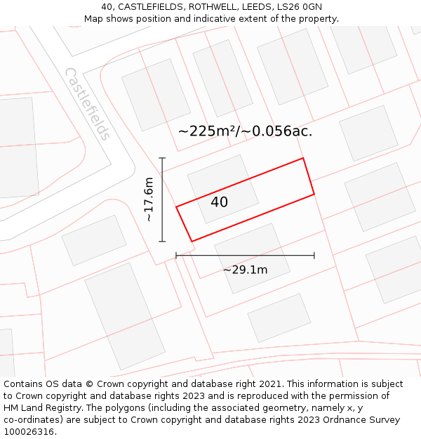 40, CASTLEFIELDS, ROTHWELL, LEEDS, LS26 0GN: Plot and title map