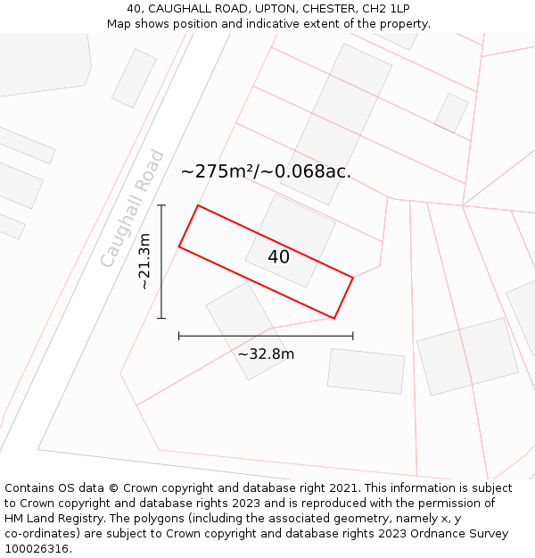 40, CAUGHALL ROAD, UPTON, CHESTER, CH2 1LP: Plot and title map
