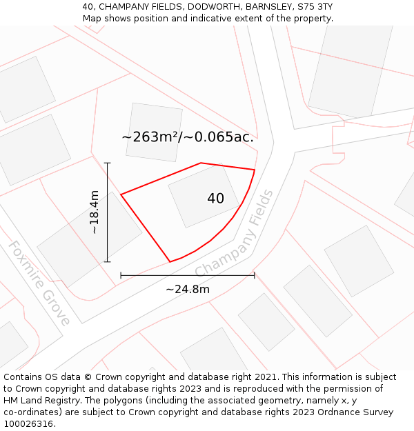 40, CHAMPANY FIELDS, DODWORTH, BARNSLEY, S75 3TY: Plot and title map