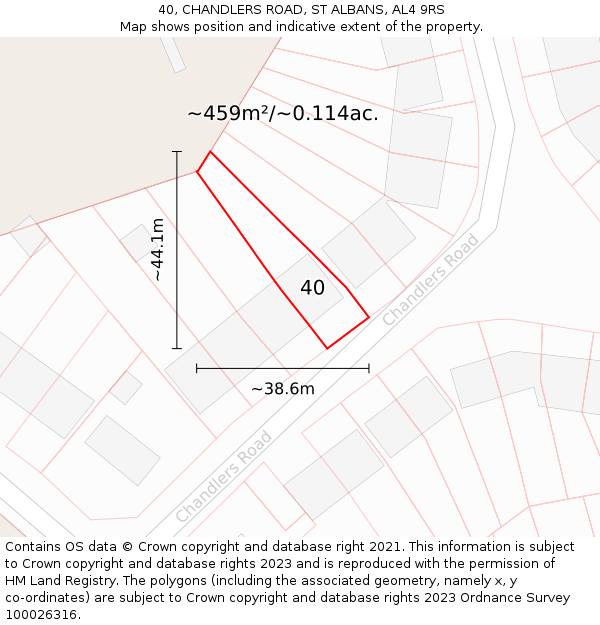 40, CHANDLERS ROAD, ST ALBANS, AL4 9RS: Plot and title map