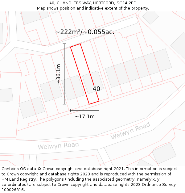 40, CHANDLERS WAY, HERTFORD, SG14 2ED: Plot and title map