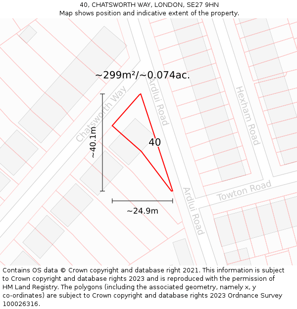 40, CHATSWORTH WAY, LONDON, SE27 9HN: Plot and title map