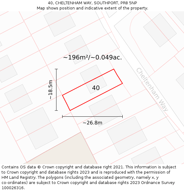 40, CHELTENHAM WAY, SOUTHPORT, PR8 5NP: Plot and title map