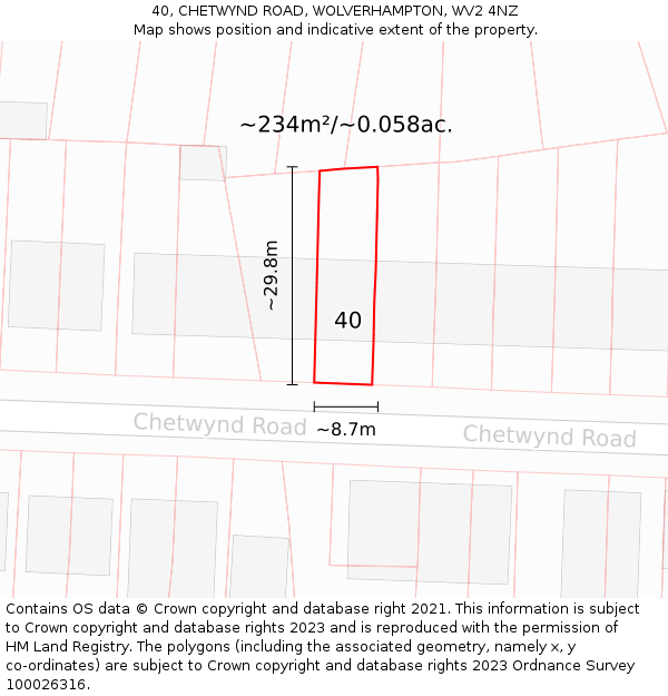 40, CHETWYND ROAD, WOLVERHAMPTON, WV2 4NZ: Plot and title map