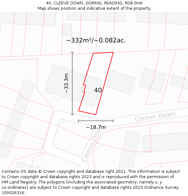 40, CLEEVE DOWN, GORING, READING, RG8 0HA: Plot and title map