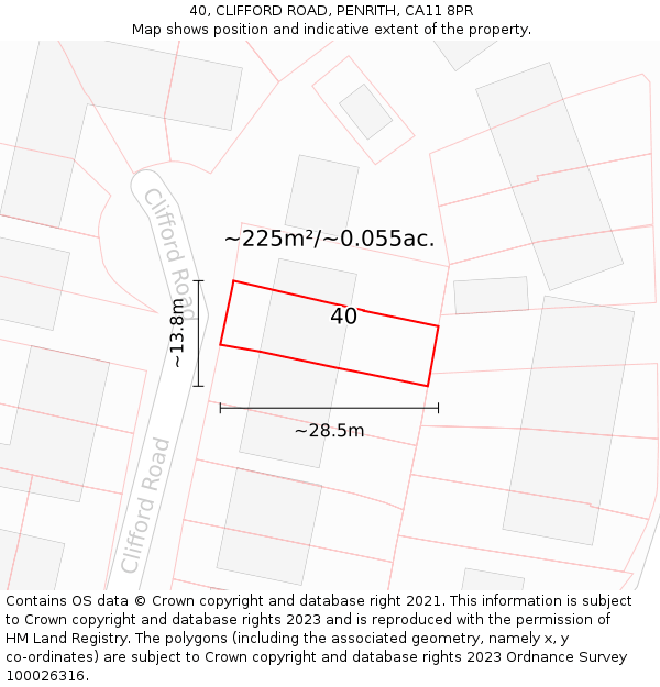 40, CLIFFORD ROAD, PENRITH, CA11 8PR: Plot and title map