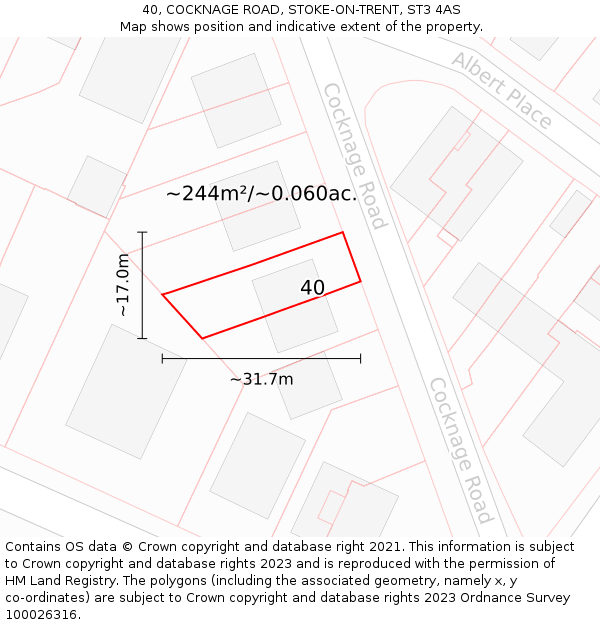 40, COCKNAGE ROAD, STOKE-ON-TRENT, ST3 4AS: Plot and title map