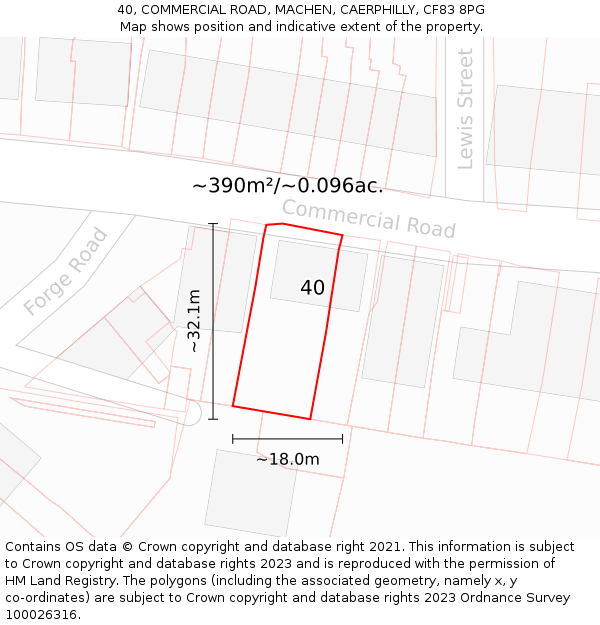40, COMMERCIAL ROAD, MACHEN, CAERPHILLY, CF83 8PG: Plot and title map