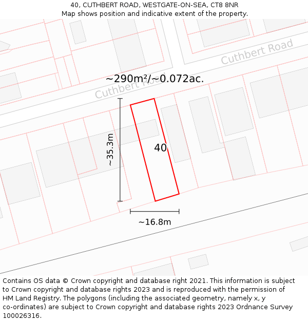 40, CUTHBERT ROAD, WESTGATE-ON-SEA, CT8 8NR: Plot and title map