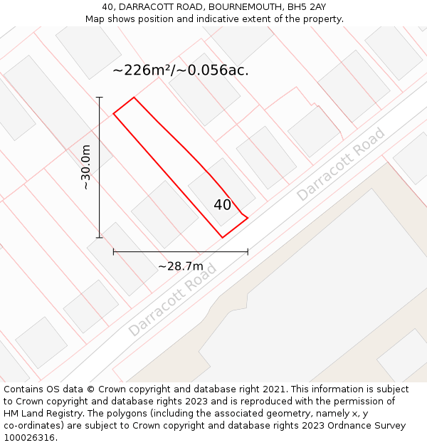40, DARRACOTT ROAD, BOURNEMOUTH, BH5 2AY: Plot and title map