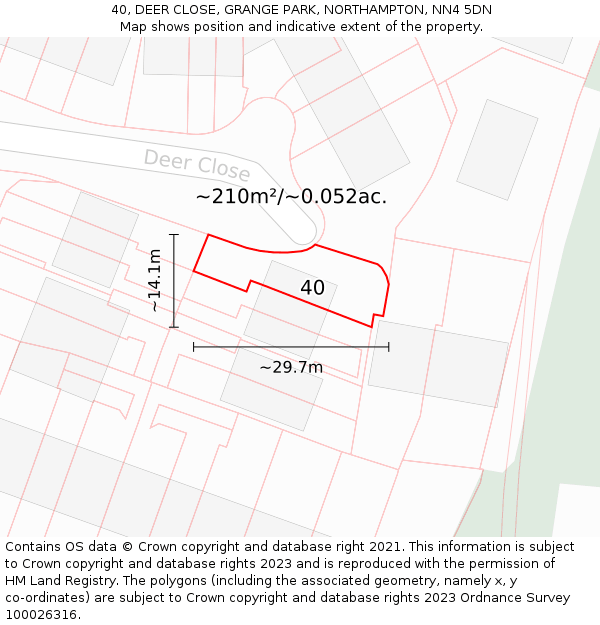 40, DEER CLOSE, GRANGE PARK, NORTHAMPTON, NN4 5DN: Plot and title map