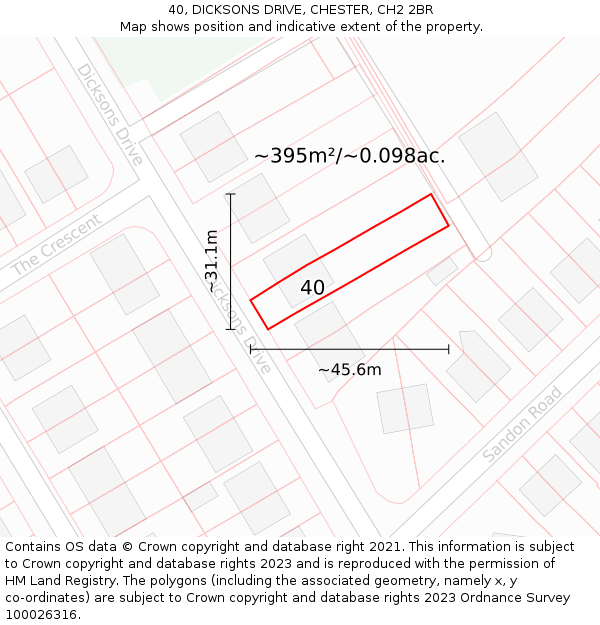40, DICKSONS DRIVE, CHESTER, CH2 2BR: Plot and title map
