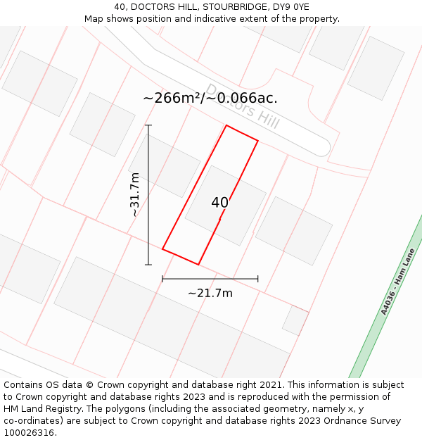 40, DOCTORS HILL, STOURBRIDGE, DY9 0YE: Plot and title map