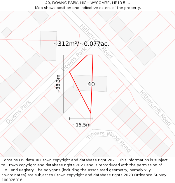 40, DOWNS PARK, HIGH WYCOMBE, HP13 5LU: Plot and title map