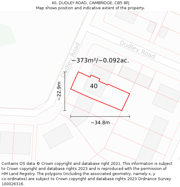 40, DUDLEY ROAD, CAMBRIDGE, CB5 8PJ: Plot and title map