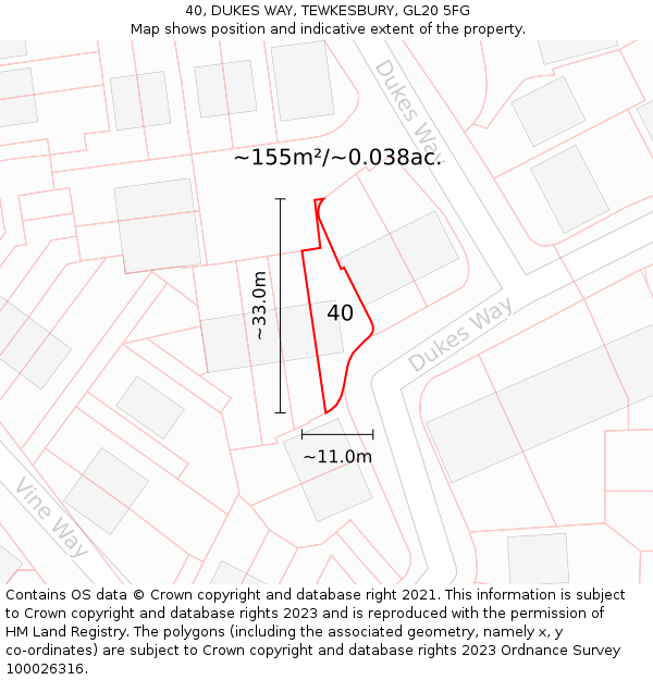 40, DUKES WAY, TEWKESBURY, GL20 5FG: Plot and title map