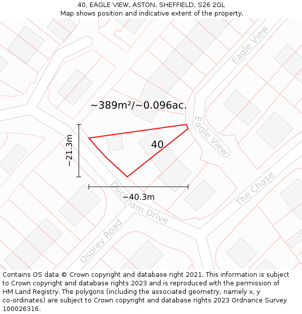40, EAGLE VIEW, ASTON, SHEFFIELD, S26 2GL: Plot and title map