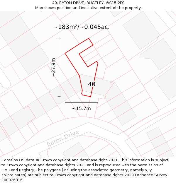 40, EATON DRIVE, RUGELEY, WS15 2FS: Plot and title map