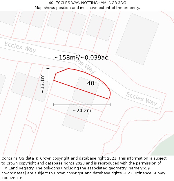 40, ECCLES WAY, NOTTINGHAM, NG3 3DG: Plot and title map