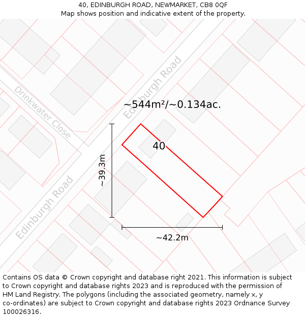 40, EDINBURGH ROAD, NEWMARKET, CB8 0QF: Plot and title map