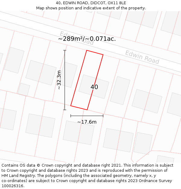 40, EDWIN ROAD, DIDCOT, OX11 8LE: Plot and title map