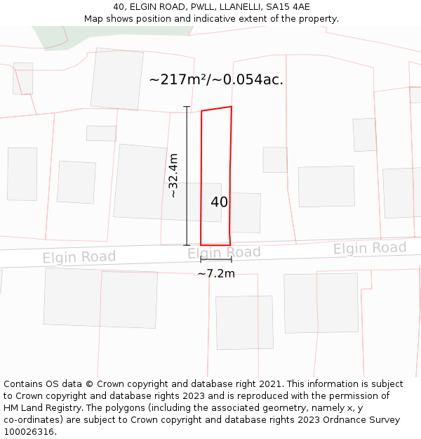 40, ELGIN ROAD, PWLL, LLANELLI, SA15 4AE: Plot and title map