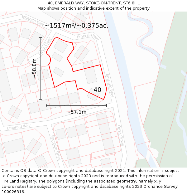 40, EMERALD WAY, STOKE-ON-TRENT, ST6 8HL: Plot and title map