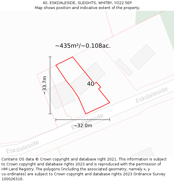 40, ESKDALESIDE, SLEIGHTS, WHITBY, YO22 5EP: Plot and title map