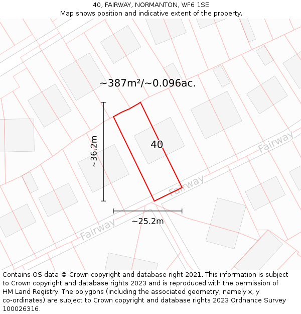40, FAIRWAY, NORMANTON, WF6 1SE: Plot and title map