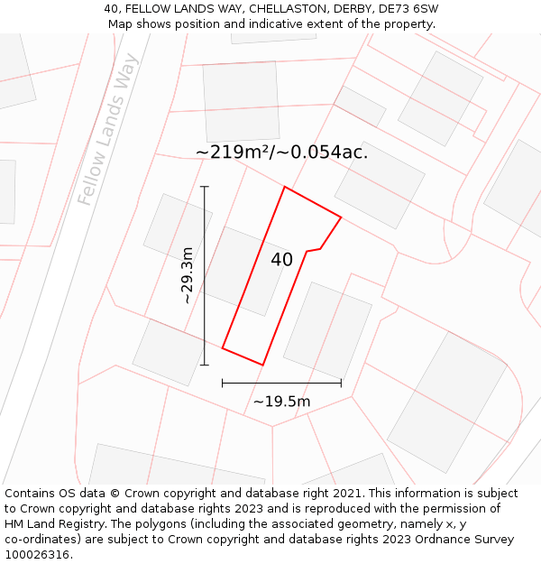 40, FELLOW LANDS WAY, CHELLASTON, DERBY, DE73 6SW: Plot and title map