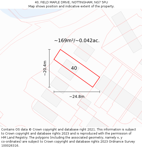 40, FIELD MAPLE DRIVE, NOTTINGHAM, NG7 5PU: Plot and title map