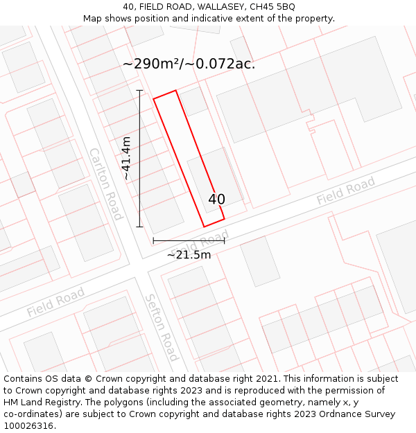 40, FIELD ROAD, WALLASEY, CH45 5BQ: Plot and title map