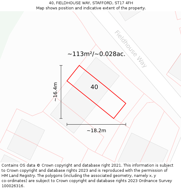 40, FIELDHOUSE WAY, STAFFORD, ST17 4FH: Plot and title map